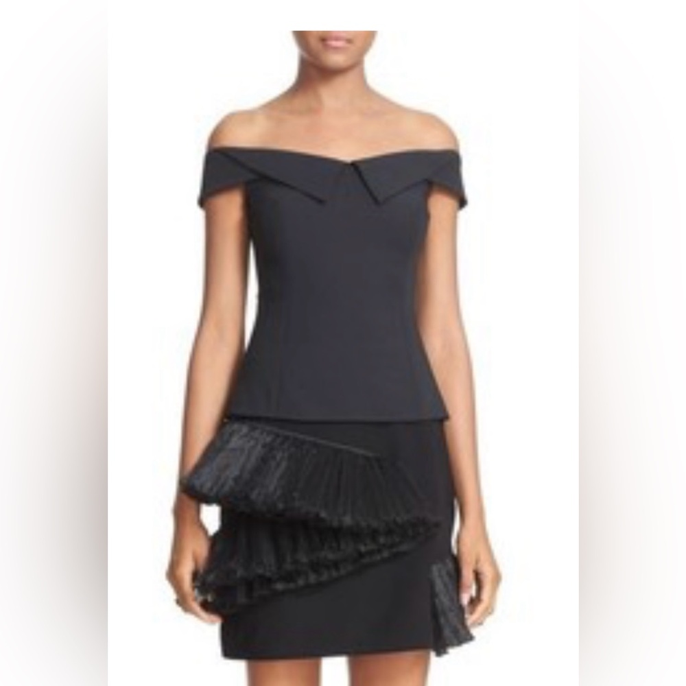 Opening Ceremony William Off The Shoulder Stretch Tech Jersey Black Top-Size:2